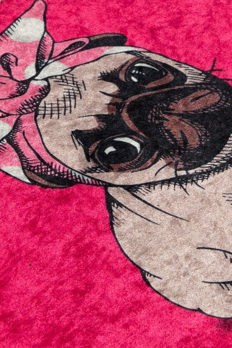 Mijölnir Pink Pug Djt Alfombrilla de Baño 100% Poliéster Antialérgica Antideslizante 40x60 cm